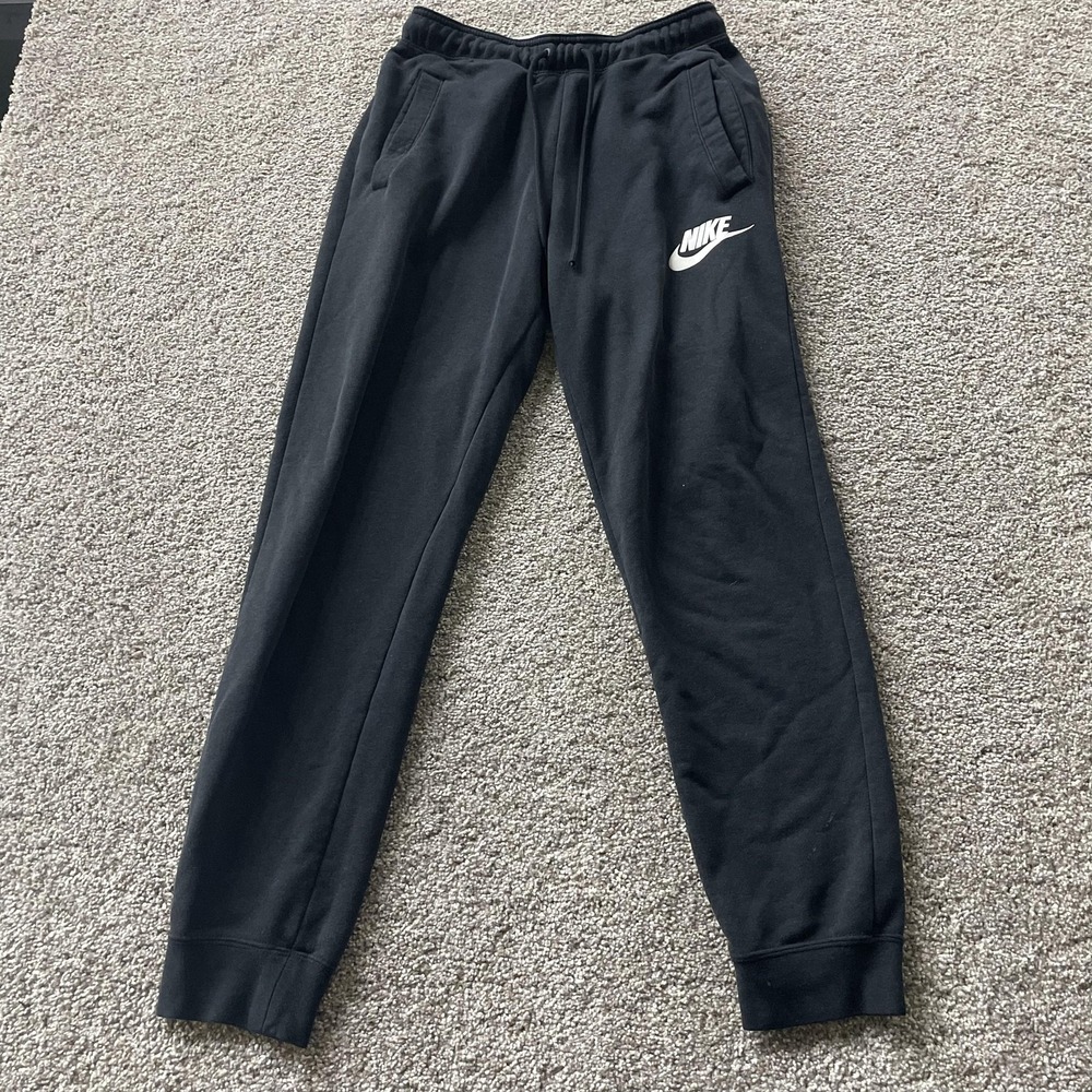 Nike Sweatpants Mens Small Black Fleece Elastic Waist Pockets Tapered Joggers